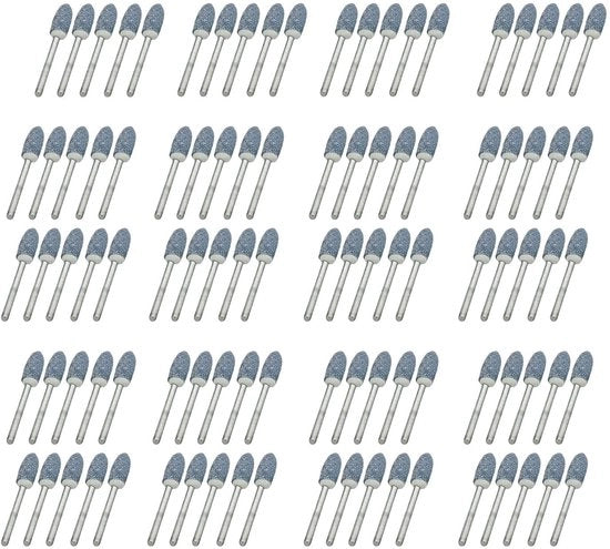 Set di 100 Sfere di Affilatura - Piastra Montata con Pietra Abrasiva - Diametro 3mm - Diametro del Disco 6mm - Forma Cilindrica - Per Jade/Metallo/Legno - Sfere di Affilatura