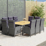 Set da Pranzo per Giardino 11 pz Polyrattan Grigio cod mxl 54312
