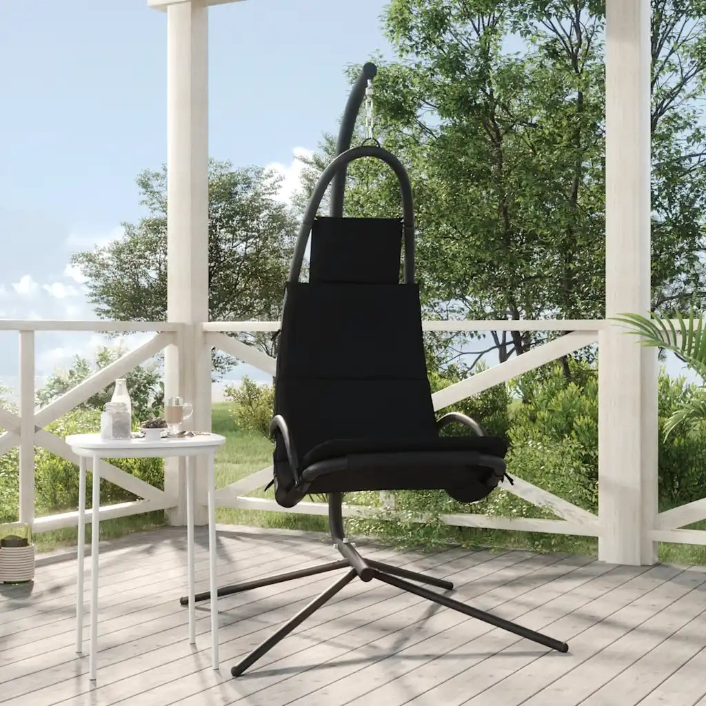 Sedia Dondolo Giardino con Cuscino Nero Tessuto Oxford Acciaio CFW4673850