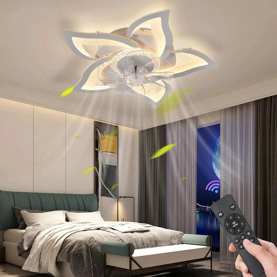 Ventilatore da soffitto moderno con lampada 69 cm - Regolazione estiva e invernale con telecomando - 3 modalità di colore - 6 velocità - 60W - Bianco