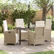 Set da Pranzo da Giardino  5 Pezzi con Cuscini Beige Polyrattan