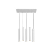Lampadario Rettangolare Industrial-Minimal Xeana Metallo Bianco 5 Luci Gu10
