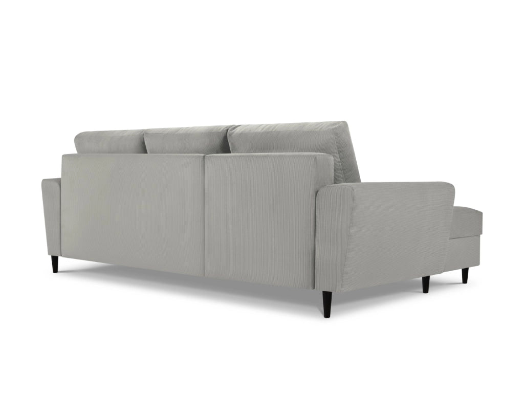 Cosmopolitan Design - Divano convertibile angolare sinistro con box "Kyoto" 4 posti in velluto a coste grigio chiaro 