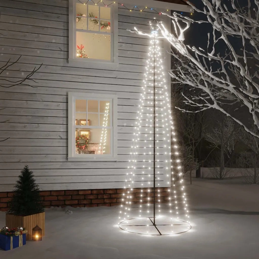 Albero di Natale a Cono Bianco Freddo 310 LED 100x300 cm 343491