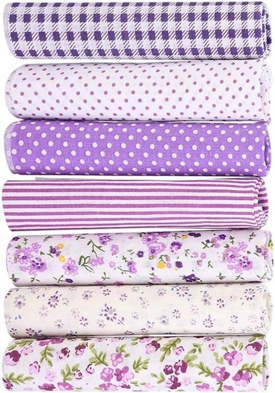 7 pezzi di stoffa in cotone a motivi floreali patchwork - cotone batik - stoffa per cucito artigianale - copriportafoglio e cuscino in cotone 50x50 cm.
