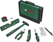 Bosch Set universale di utensili manuali 25 pz. (versatile kit per usi fai-da-te in ambito domestico; coltello ripiegabile; pinze combinate; metro a nastro; livella a bolla; e altro) - Amazon Edition
