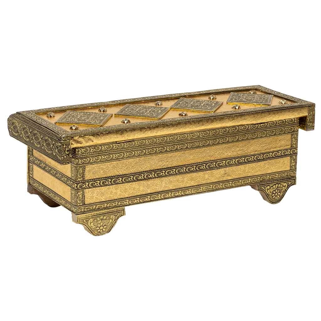 Portagioie in metallo dorato sbalzato 32,5x14x12h