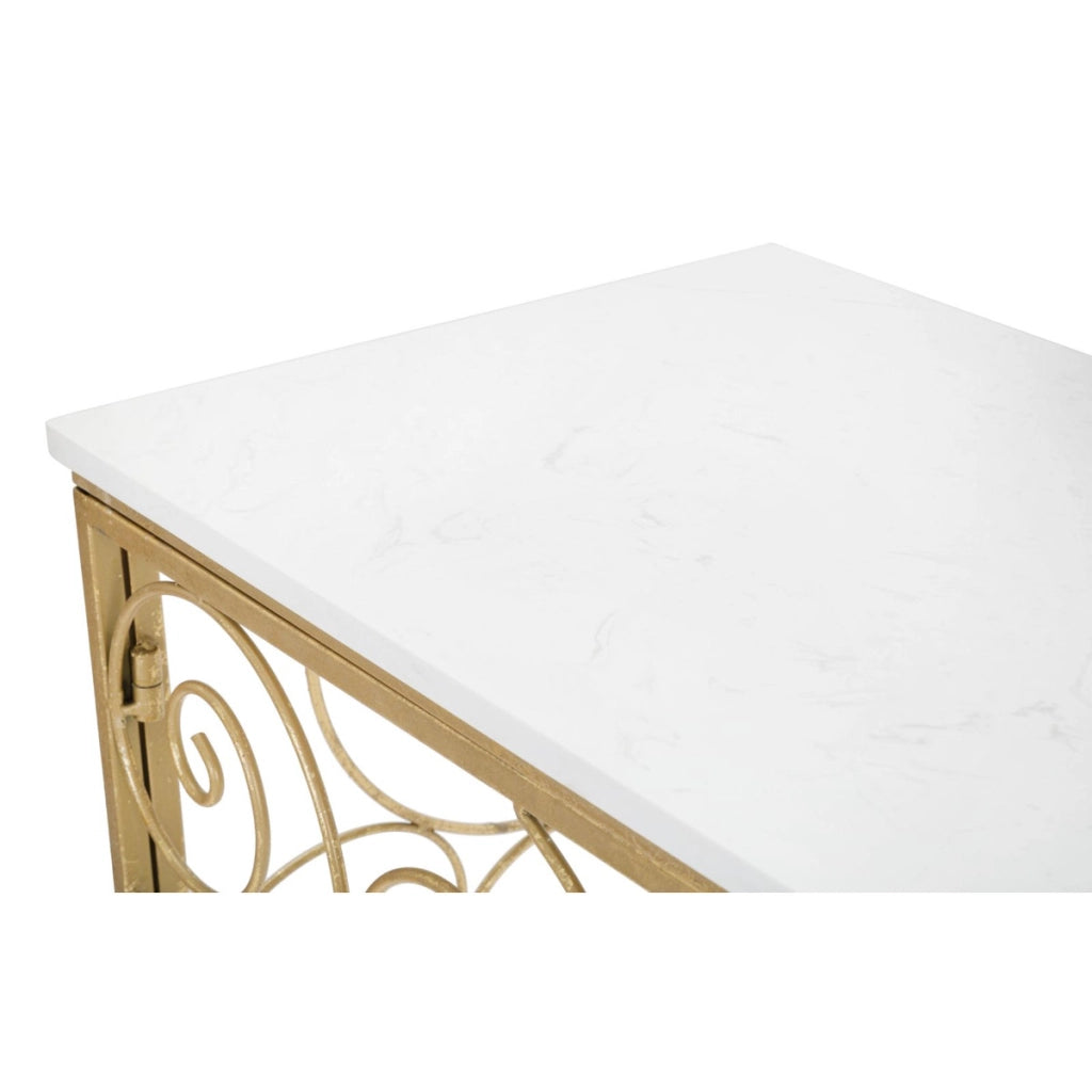 Tavolo Consolle VKH617, Oro, Marmo, 140x36x82 cm