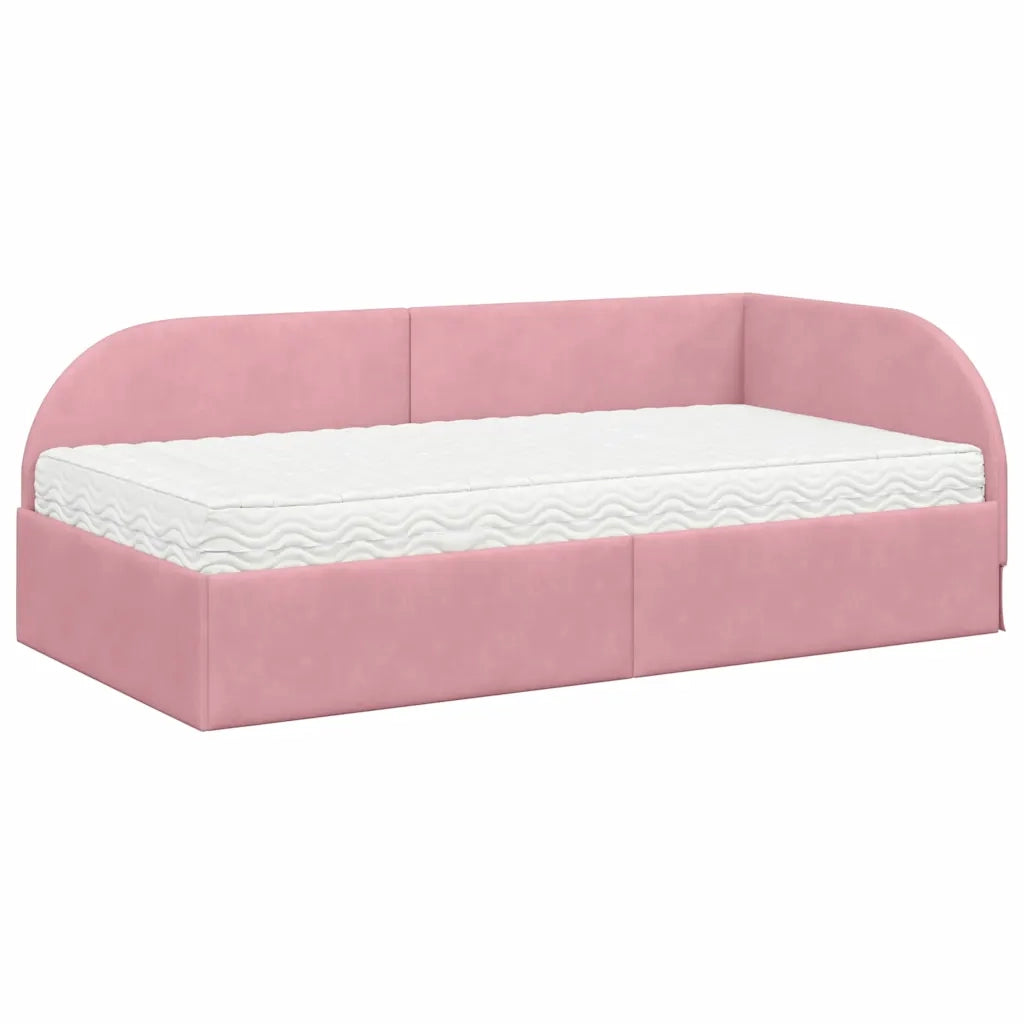 Struttura Letto Angolare con Materasso 2 pcs Rosa Velluto 3394197