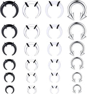 Set di anelli per septum 24 pezzi - adesivi acrilici per piercing - strumenti per piercing naso - strumenti per piercing orecchio - anelli O per piercing naso - set di strumenti per piercing naso