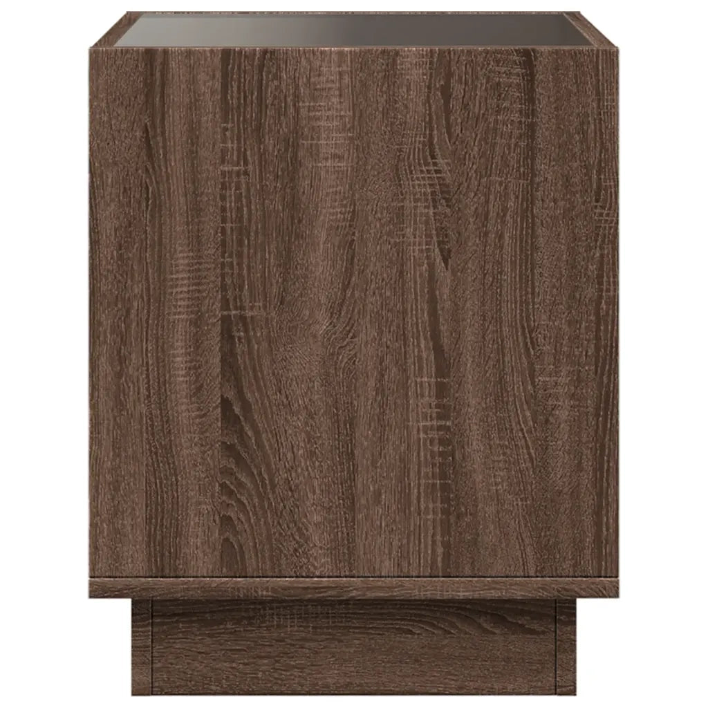 Comodino con LED Infinity Rovere Marrone 50x50x50 cm