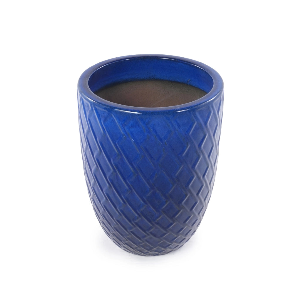 VASO IN CERAMICA 42x54 cm Blu Reale motivo a rombi