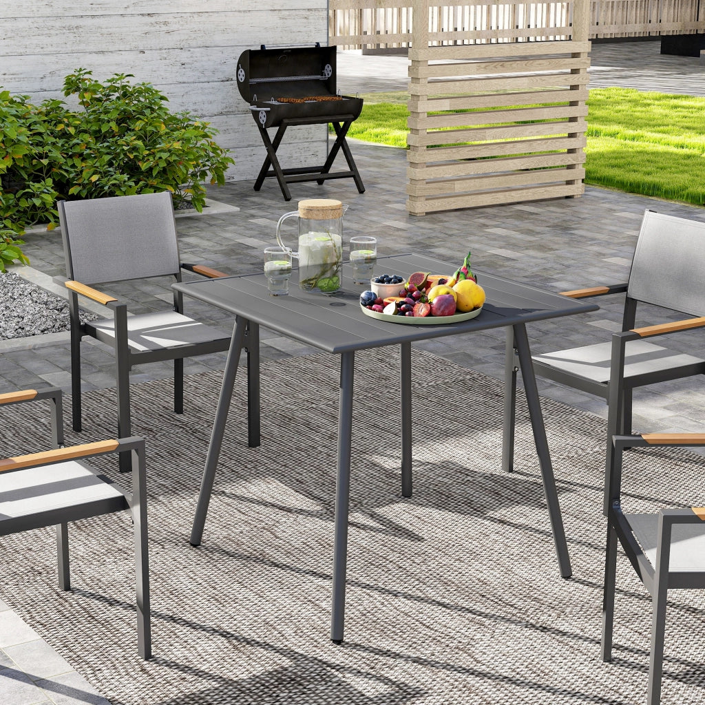 Tavolo da giardino per 6 persone ¨C zephmum ¨C Grigio, 80x80x74 cm