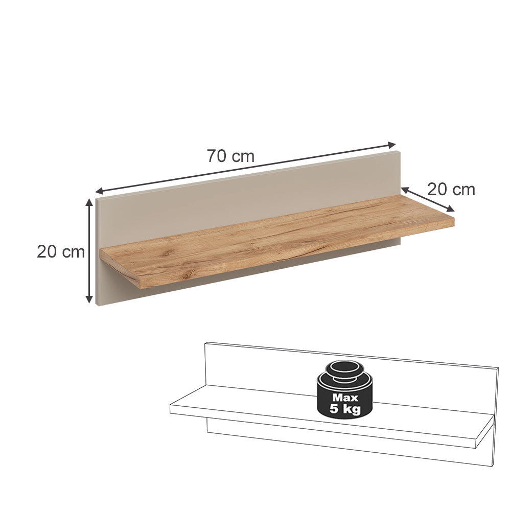 Vitalispa Scaffale a muro per bambini Cashmere/Artigianale 70 x 20 cm