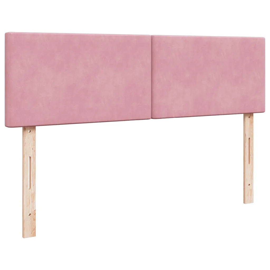 Struttura Letto Pouf con Materasso Rosa 140x190 cm in Velluto 3312553