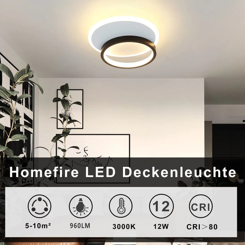 ZMH Lampada da soffitto LED design moderno bianco nero acrilico per soggiorno