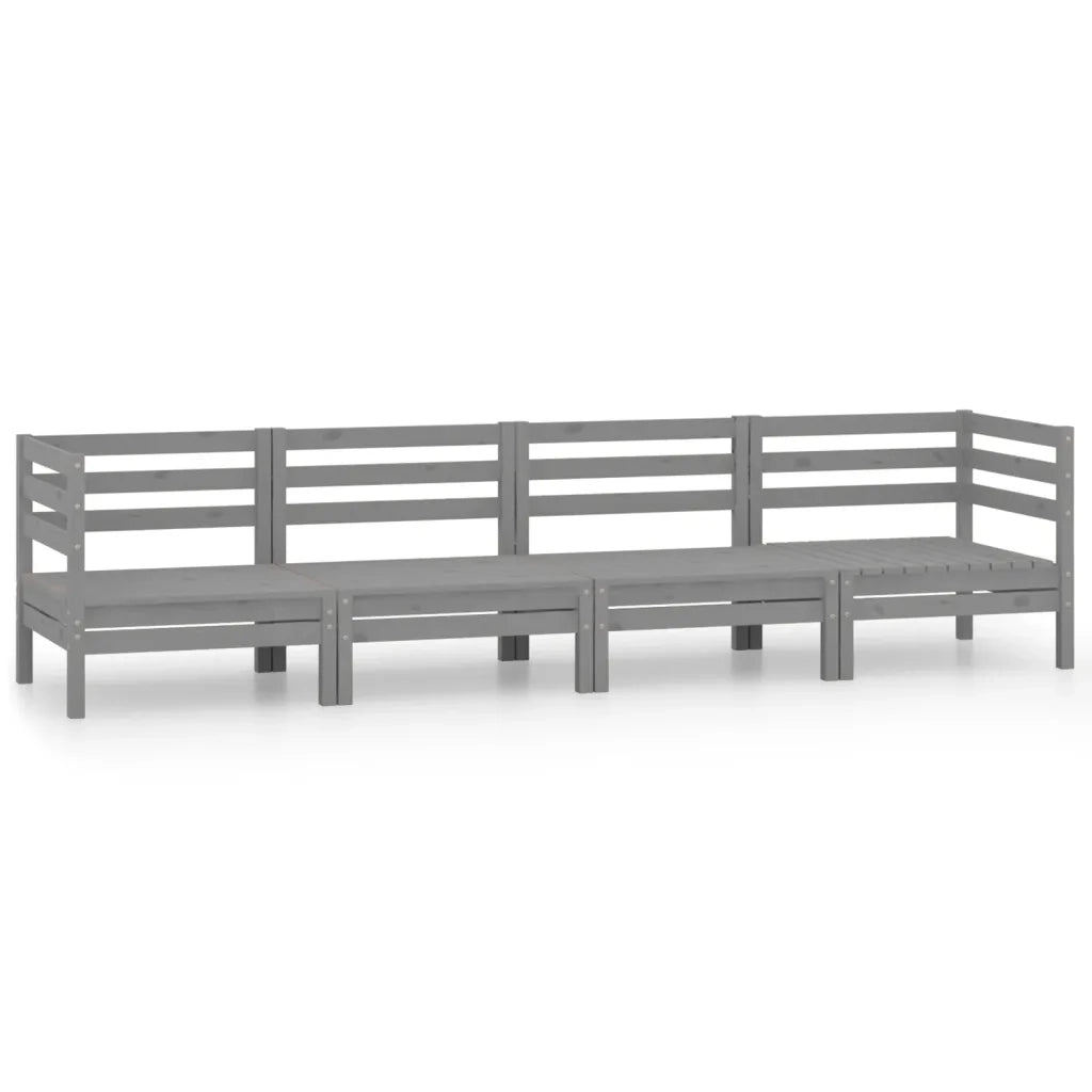 Set Divani da Giardino 4 pz | Set Salotto da Giardino Grigio in Legno Massello di Pino