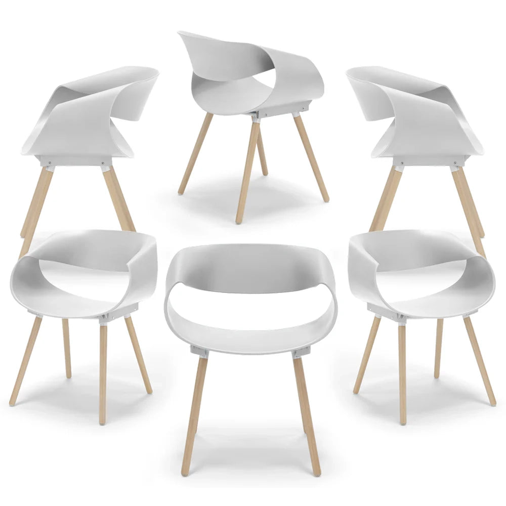 Set 6 sedie in polipropilene DILETTA con gambe in faggio, resistente ai raggi UV, design moderno, ideale per sala da pranzo, cucina, sala d’attesa, bar, ristoranti, colore Petrolio