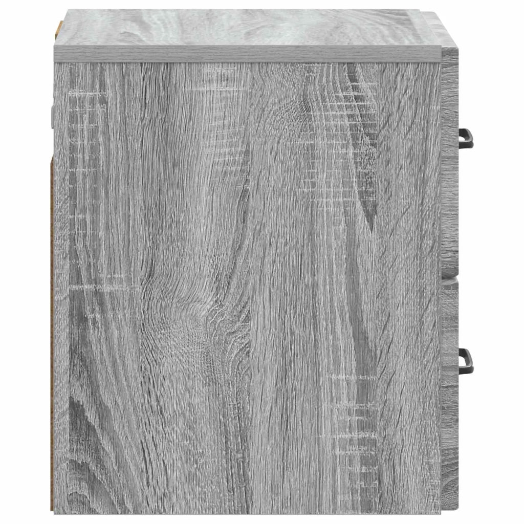 Set di 2 Comodini | Armadio da Notte | Mobiletto da notte a muro Grigio Sonoma 34,5 x 33 x 40 cm