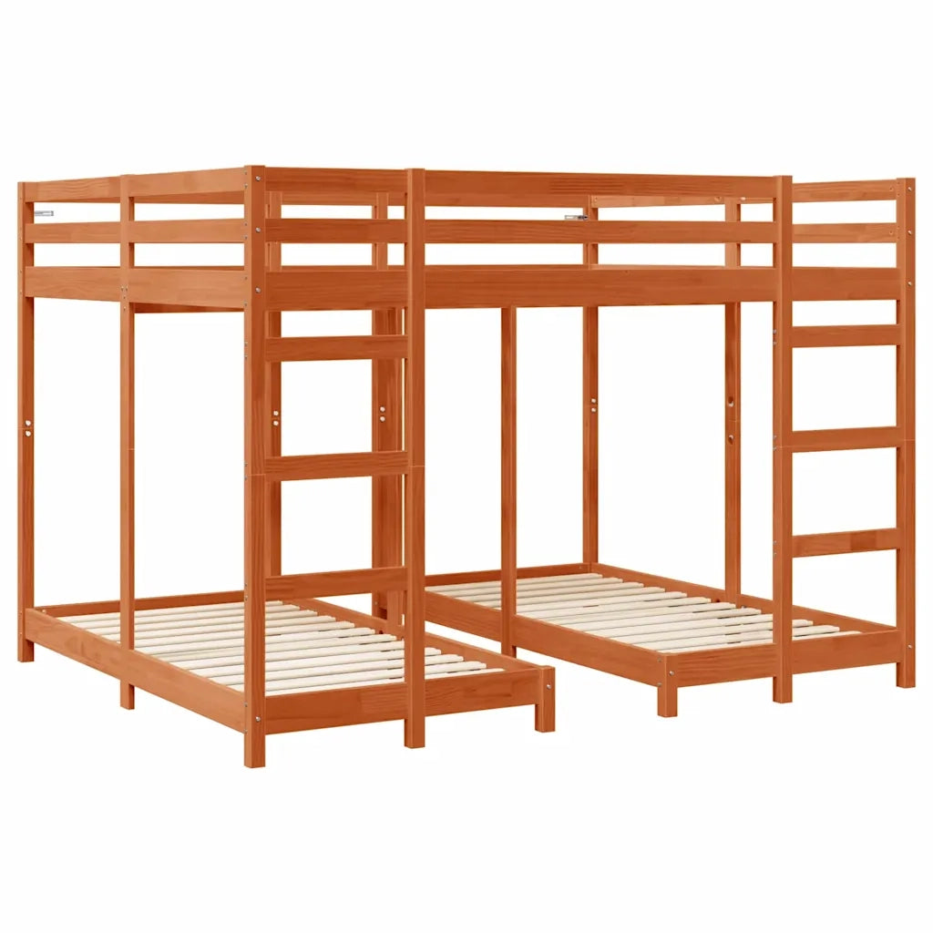 Struttura letto a castello triplo Cera marrone 160 x 200 cm