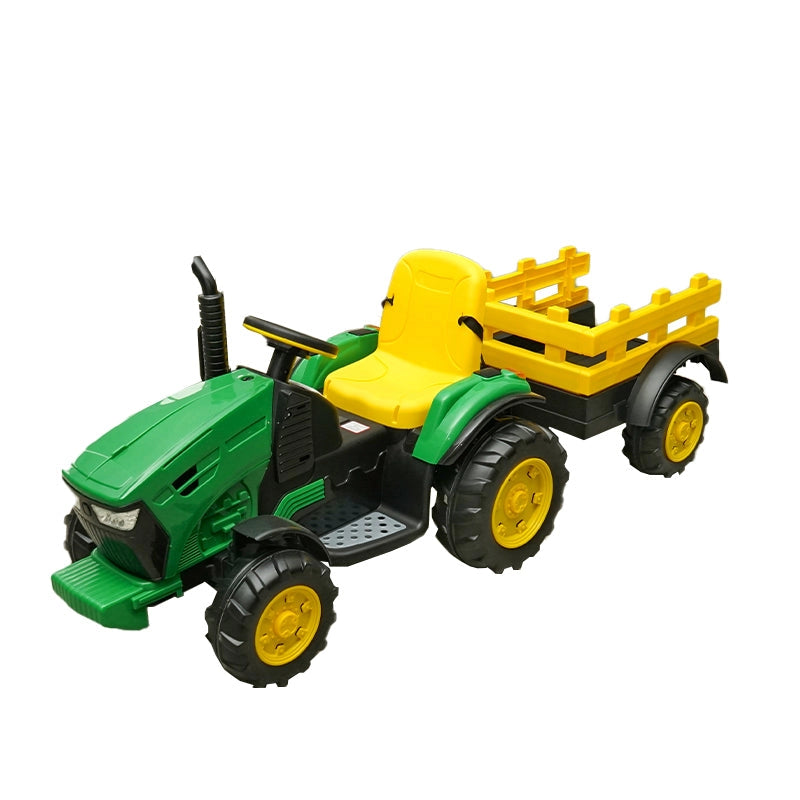 Trattore elettrico con rimorchio, telecomando e batteria per bambini 1980x650x610