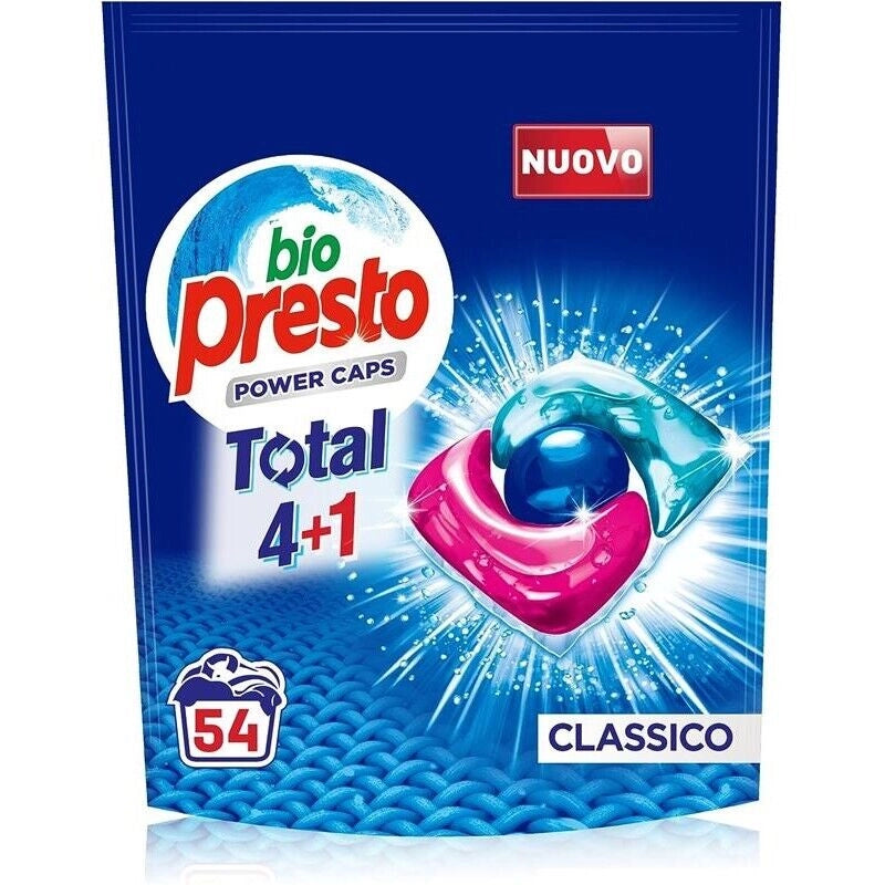 BIO PRESTO POWER CAPS CLASSICO DETERSIVO LAVATRICE PREDOSATO IN CAPSULE CONFEZIONE DA 54 LAVAGGI