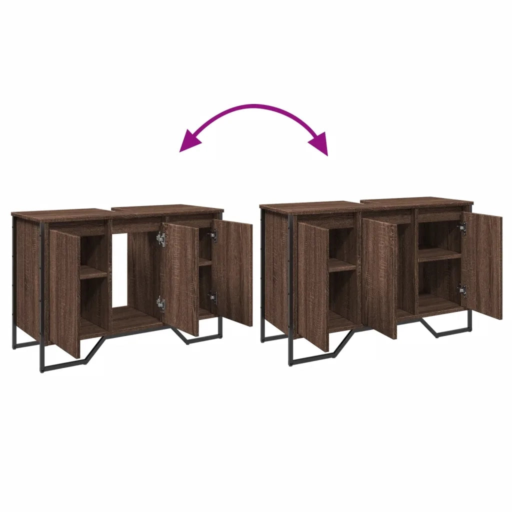 Mobile Lavabo | Armadio Lavabo Bagno Rovere Marrone 91x35x60cm in Truciolato