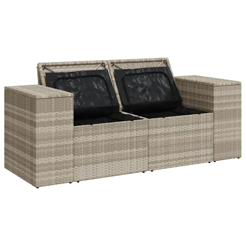 Divano da Giardino con Cuscini 2 Posti-Sofa da Giardino-Divano da esterno Grigio Chiaro Polyrattan 911952
