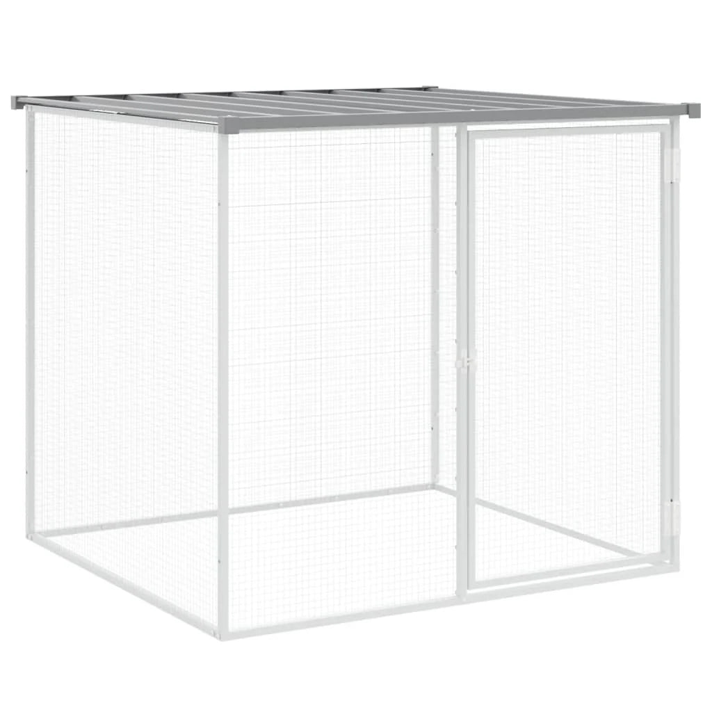 Recinto per pollaio con gabbia per polli con tetto leggero 803 x 98 x 90 cm in acciaio zincato grigio 02_0043989