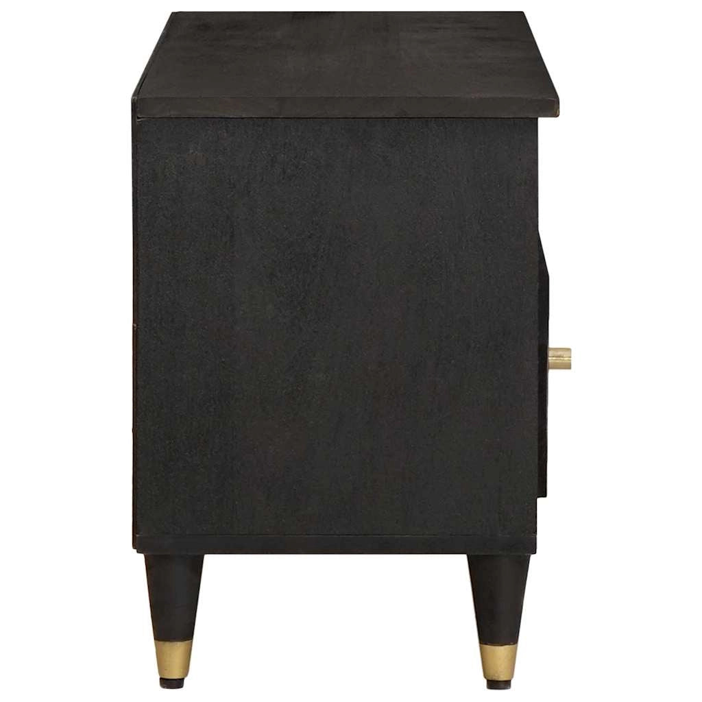 Mobile porta TV rettangolare moderno con cassetto e pratico contenitore per soggiorno 100 x 33 x 46 cm in legno di mango nero 02_0057893