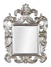 Mobili2g - specchiera foglia argento sagomata con cimasa traforata - misure: l.86 x h.114 x p.8