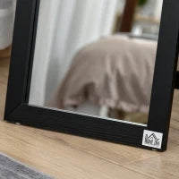 Specchio da Terra e Parete con Supporto Richiudibile e Cornice in MDF, 37x48x152cm, Nero