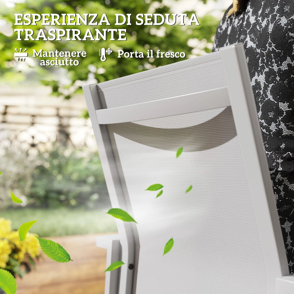 Sedie da Giardino Impilabili ¨C zephmum ¨C Grigio Chiaro, Acciaio e Textilene, 56x58x89 cm