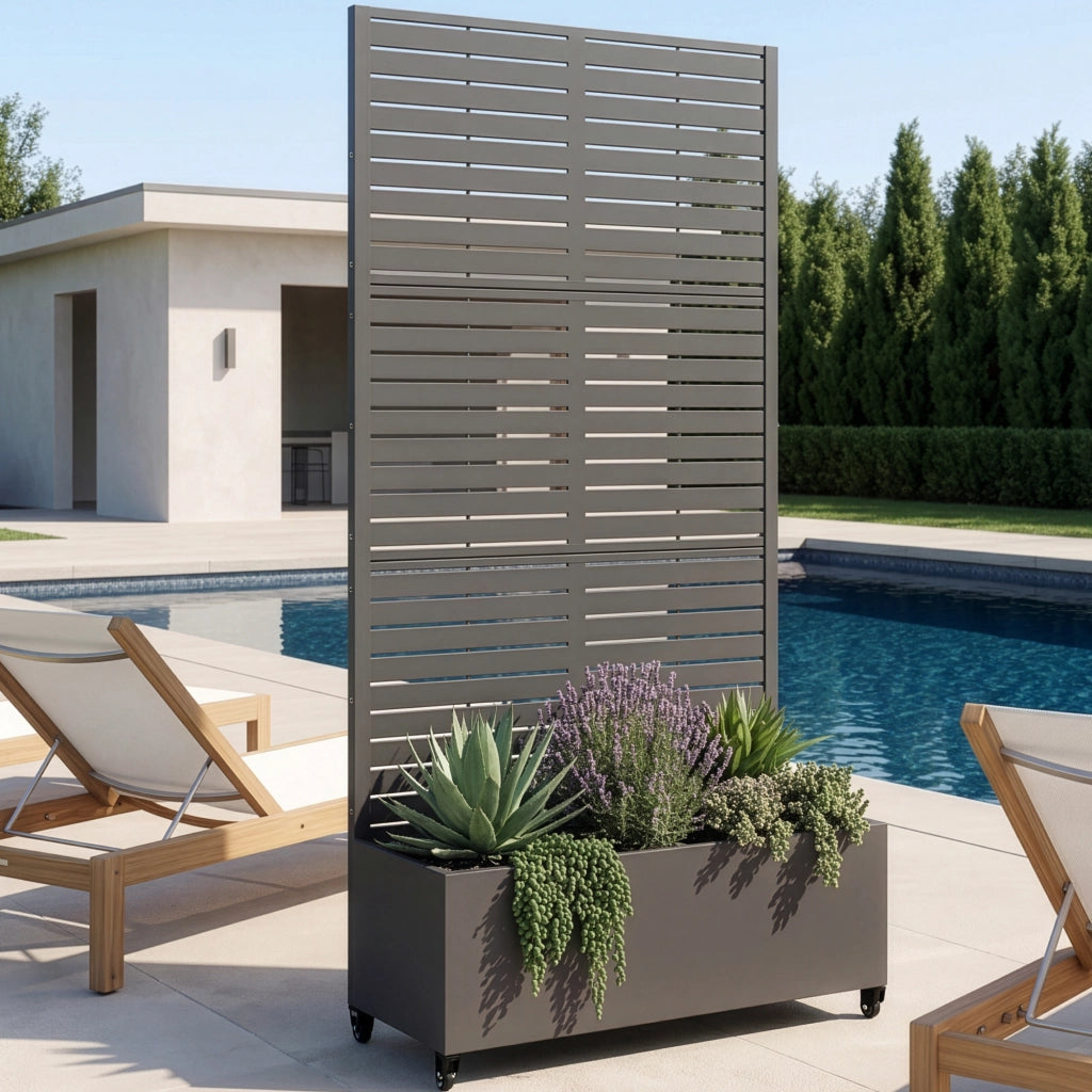 Fioriera con Spalliera Nodepp in Acciaio 190 x 82 x 38 cm - Grigio Antracite casa.pro