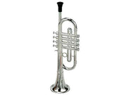 Bass & Bass - Trumpet 38 Cm with 4 Keys in Metalized Plastic Color - Made in Germany - Musical Toy Instrument