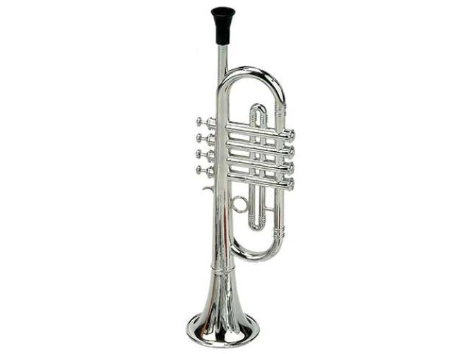 Bass & Bass - Trumpet 38 Cm with 4 Keys in Metalized Plastic Color - Made in Germany - Musical Toy Instrument