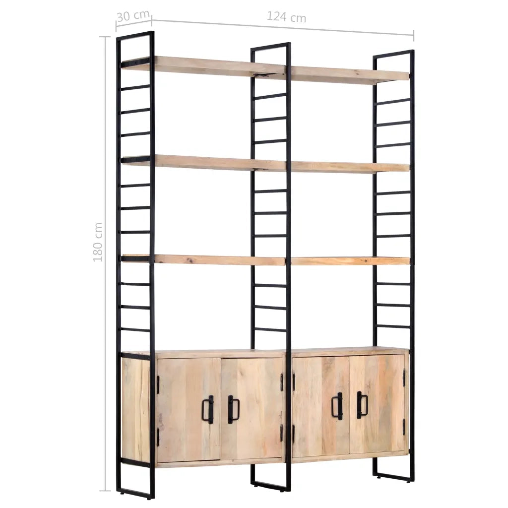 Libreria a 4 Livelli Legno Massello di Mango 124x30x180 cm