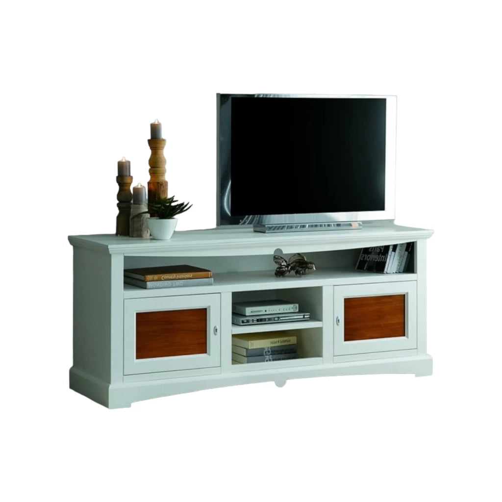 Mobile porta tv goccia l.170 p.46 h.69 legno,bianco e noce - Mobili 2G