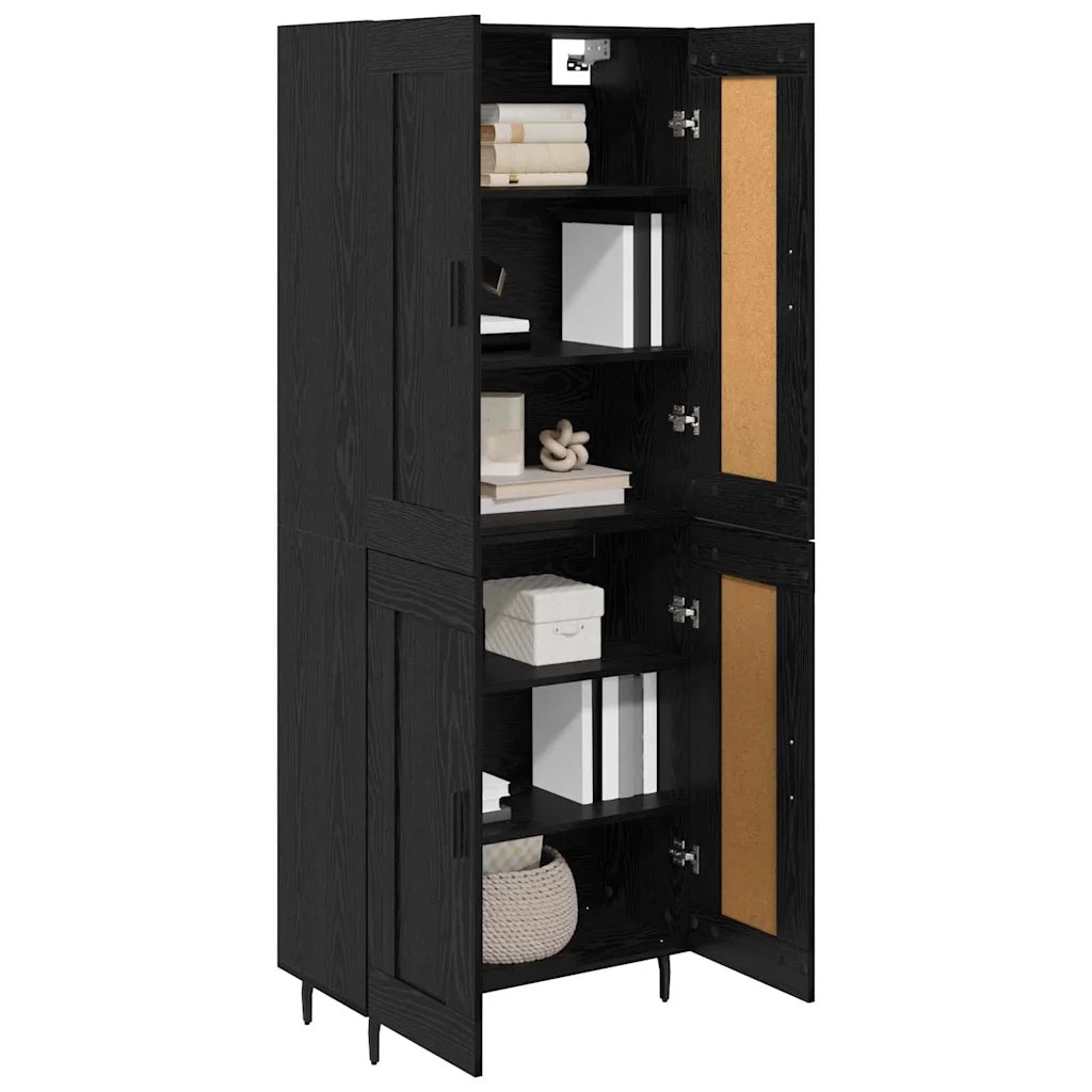 Credenza 2 pz-Set di 2 Buffet-Armadio da cucina Rovere Nero Legno Stratificato e Vetro 894978