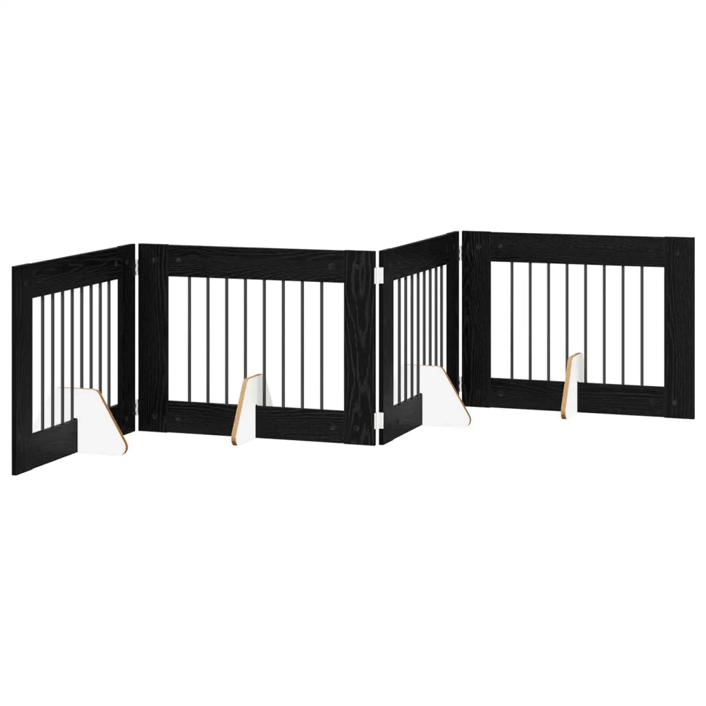 Cancello per cani con supporti 4 pz Rovere Nero 80 x 60 cm CFW2112221