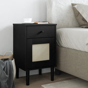 Comodino SENJA Aspetto Rattan Nero 40x35x65 cm in Legno Pino 358015