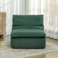 Sedia da Terra Moderna e Imbottita in Tessuto Effetto Velluto Verde e Schiuma, 82x103x75 cm