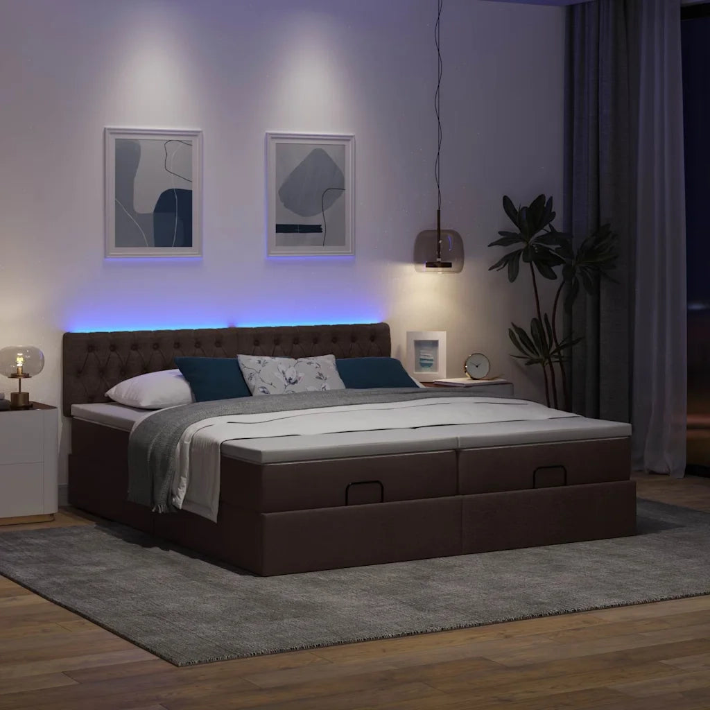 Struttura Letto Pouf con Materassi 200x200 cm in Tessuto 3312874
