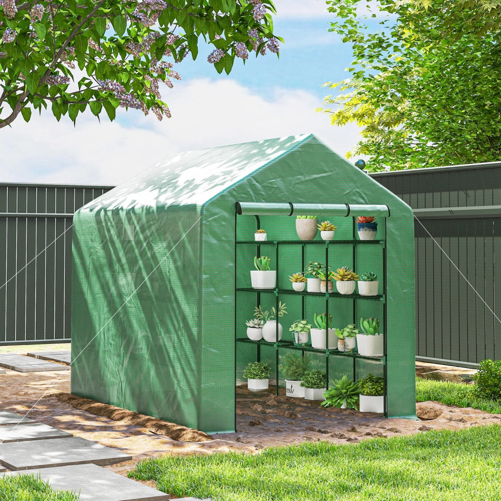 Serra da giardino con ripiani 3 livelli ¨C zephmum ¨C verde 244x180x210 cm