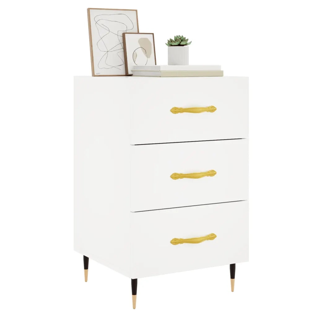 Comodino-Tavolino da notte Bianco 40x40x66 cm in Legno Multistrato 633241