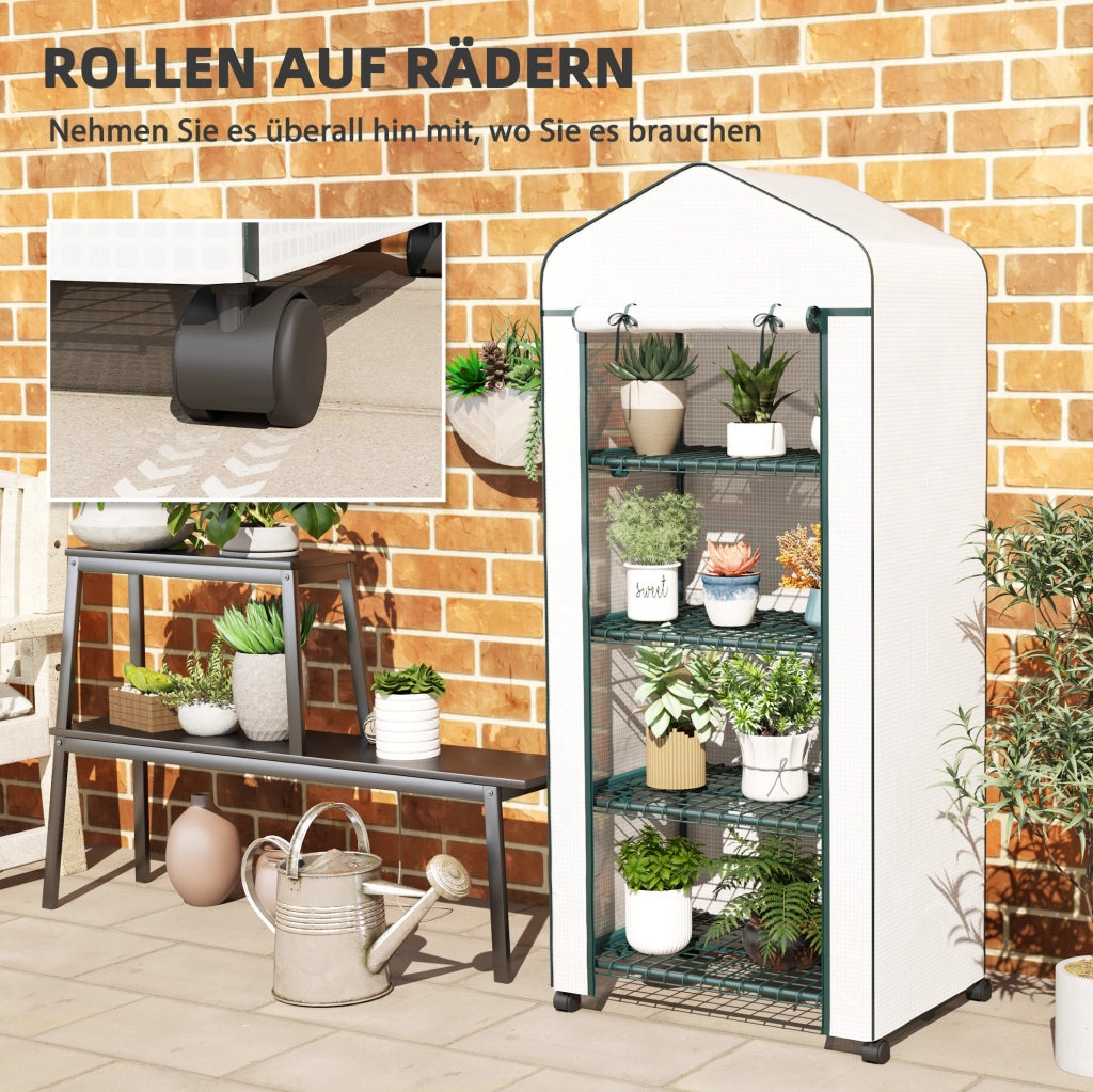 Serra da balcone in acciaio con telo resistente e 4 ripiani, 69 x 50 x 165 cm, ideale per pomodori e piante