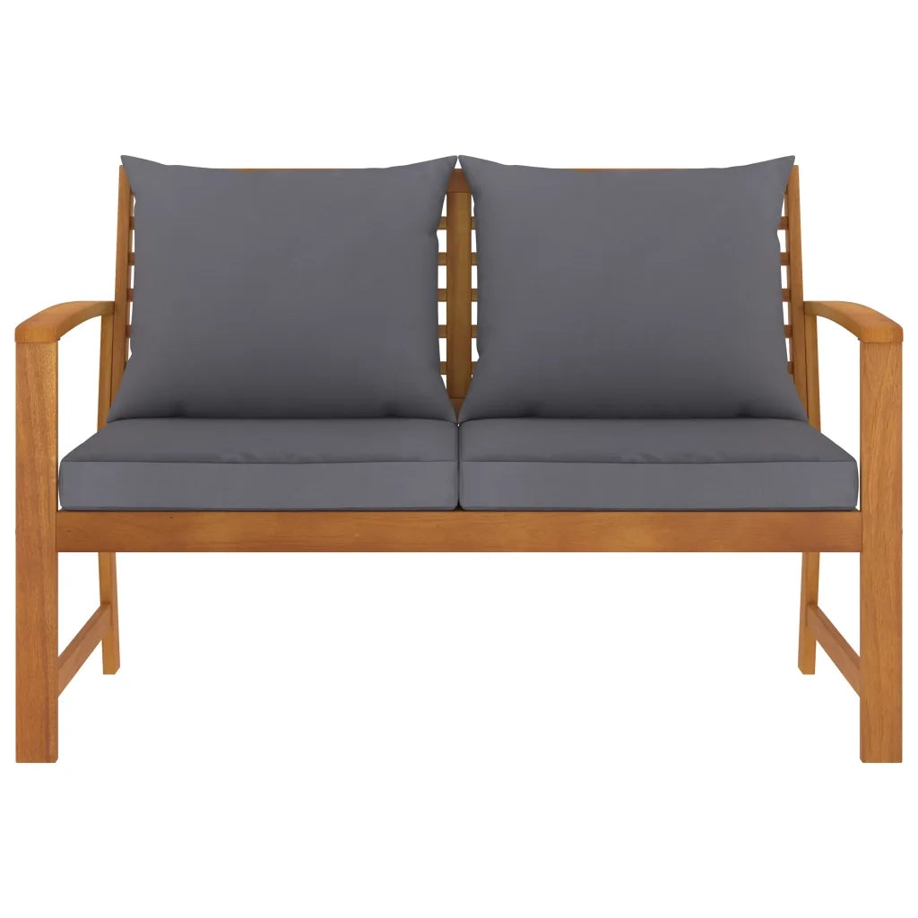 Panca da Corridoio-Sgabello-Panca da esterno 120 cm Cuscino Grigio Scuro Legno di Acacia
