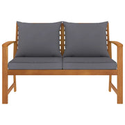 Panca da Corridoio-Sgabello-Panca da esterno 120 cm Cuscino Grigio Scuro Legno di Acacia