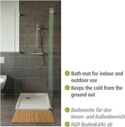 Antislip Bambù Antiscivolo per Esterno e Interno - Ecologico - Reticolo Antiscivolo Moderno per Doccia, Bagno e Piscina - 100 x 50 cm