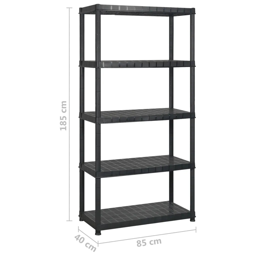 Scaffale a 5 Ripiani Nero 170x40x185 cm in Plastica cod mxl 40685